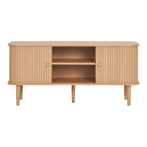 Comodă TV în culoare naturală cu aspect de lemn de pin 113x51,5x40 cm Nikko – House Nordic