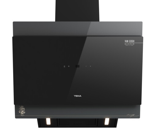 Hota Teka DVT-VG 68660 TOS BK 60cm  design vertical  extractie perimetrala  3 trepte + Turbo  Fresh AIR  698m3/h Turbo  cristal gri inchis & negru  editie speciala Van Gogh