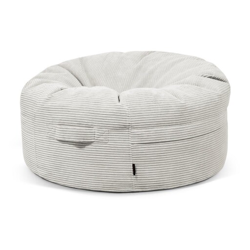 Fotoliu bean bag crem cu tapițerie din catifea reiată Roll 105 – SLOWDOWN