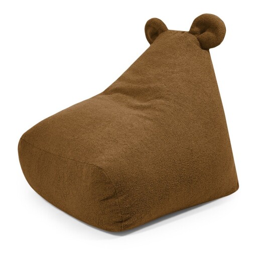Fotoliu puf pentru copii maro cu tapițerie din țesătură bouclé Snug 80 Bear – SLOWDOWN