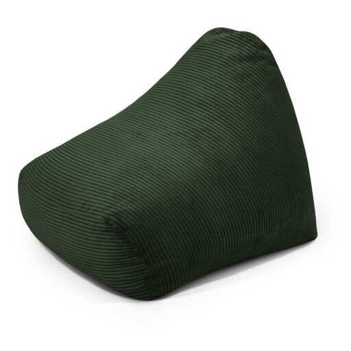 Fotoliu puf pentru copii verde cu tapițerie din catifea reiată Snug 80 – SLOWDOWN