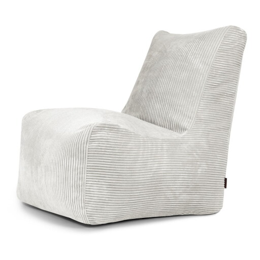 Fotoliu bean bag crem cu tapițerie din catifea reiată Seat Lounge – SLOWDOWN