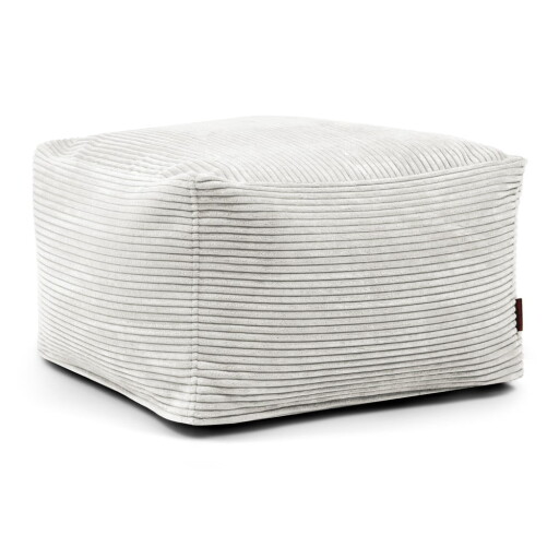 Fotoliu bean bag crem cu tapițerie din catifea reiată Softbox MooG – SLOWDOWN