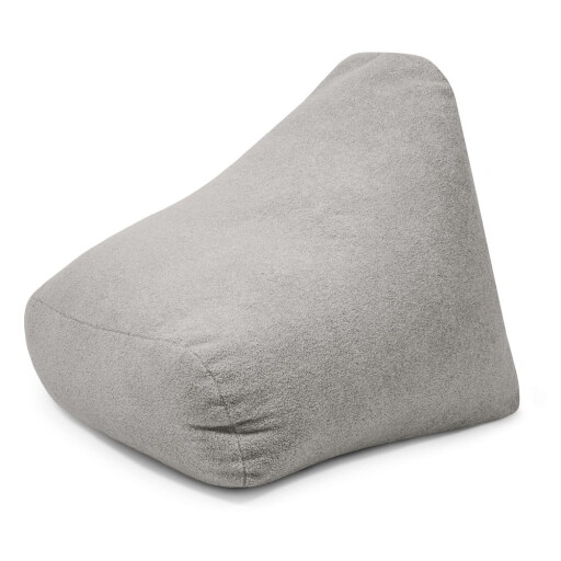Fotoliu puf pentru copii gri deschis cu tapițerie din țesătură bouclé Snug 80 – SLOWDOWN