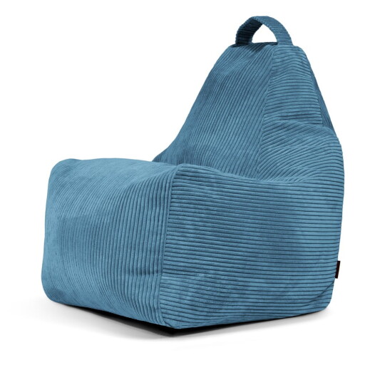 Fotoliu bean bag albastru cu tapițerie din catifea reiată Play Amuse – SLOWDOWN