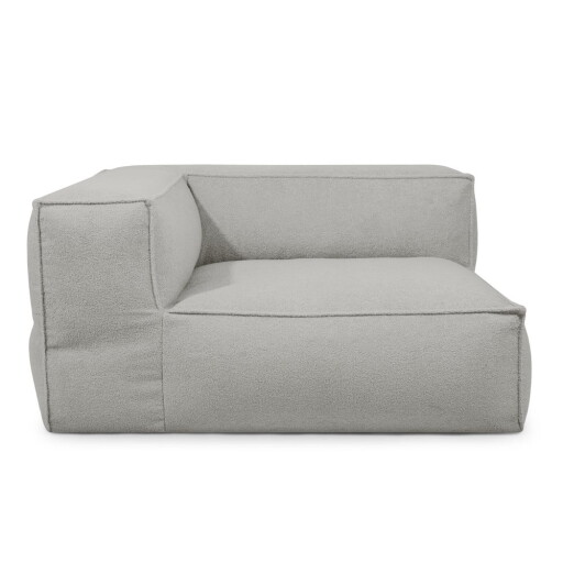 Fotoliu bean bag gri deschis cu tapițerie din țesătură bouclé Mass Corner 150 Left – SLOWDOWN