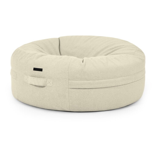 Fotoliu bean bag crem cu tapițerie din țesătură bouclé Roll 135 – SLOWDOWN