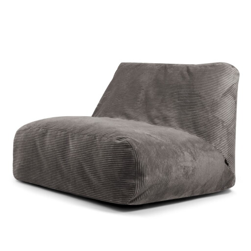 Fotoliu bean bag gri închis cu tapițerie din catifea reiată Sofa Tube – SLOWDOWN