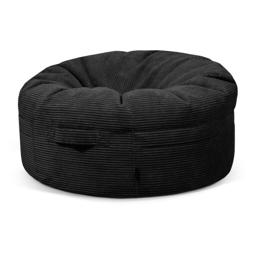 Fotoliu bean bag negru cu tapițerie din catifea reiată Roll 105 – SLOWDOWN