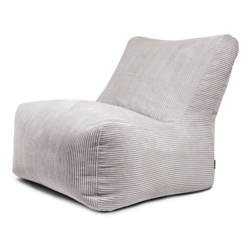 Fotoliu bean bag gri deschis cu tapițerie din catifea reiată Seat 100 Lounge – SLOWDOWN