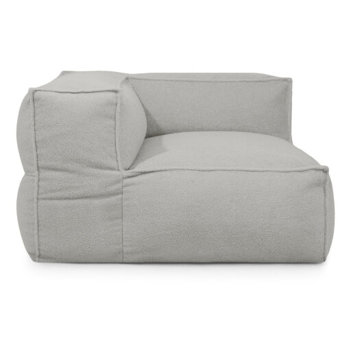 Fotoliu bean bag gri deschis cu tapițerie din țesătură bouclé Mass Corner 125 Left – SLOWDOWN