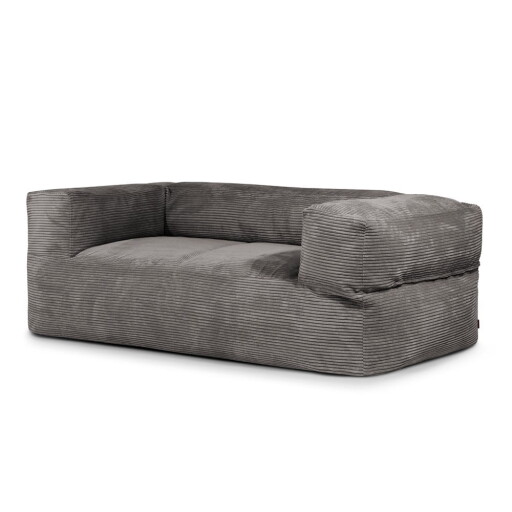 Fotoliu bean bag gri închis cu tapițerie din catifea reiată Sofa MooG – SLOWDOWN