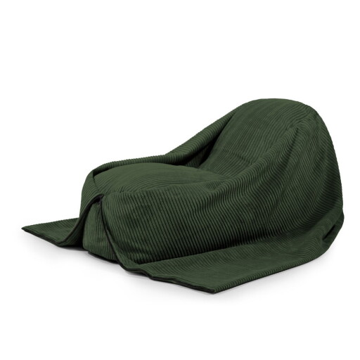 Fotoliu puf pentru copii verde cu tapițerie din catifea reiată Cocoon 120 – SLOWDOWN