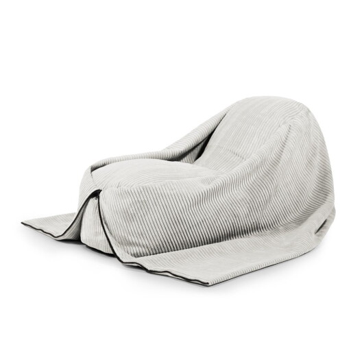 Fotoliu puf pentru copii crem cu tapițerie din catifea reiată Cocoon 120 – SLOWDOWN