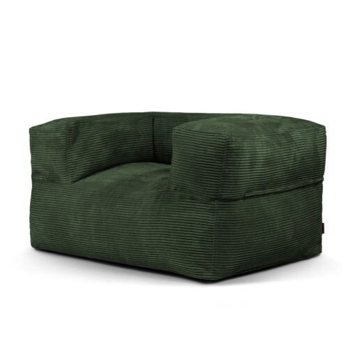 Fotoliu bean bag verde cu tapițerie din catifea reiată MooG – SLOWDOWN
