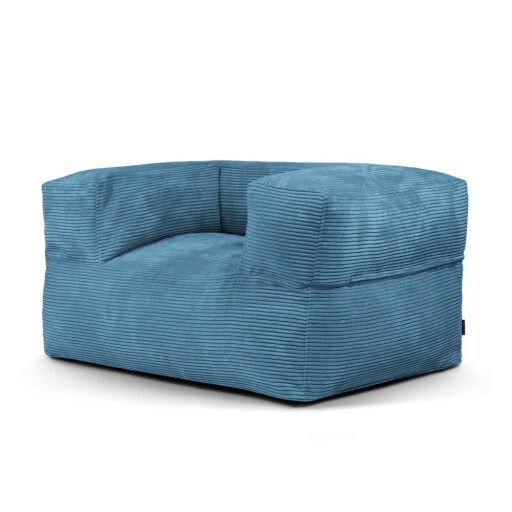 Fotoliu bean bag albastru cu tapițerie din catifea reiată MooG – SLOWDOWN