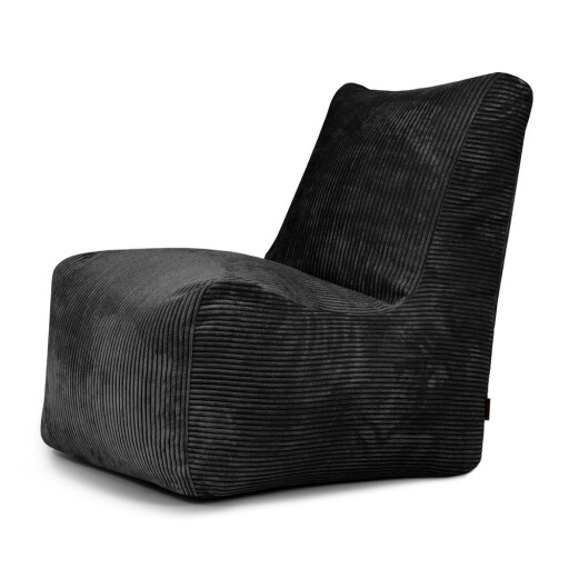 Fotoliu bean bag negru cu tapițerie din catifea reiată Seat Lounge – SLOWDOWN