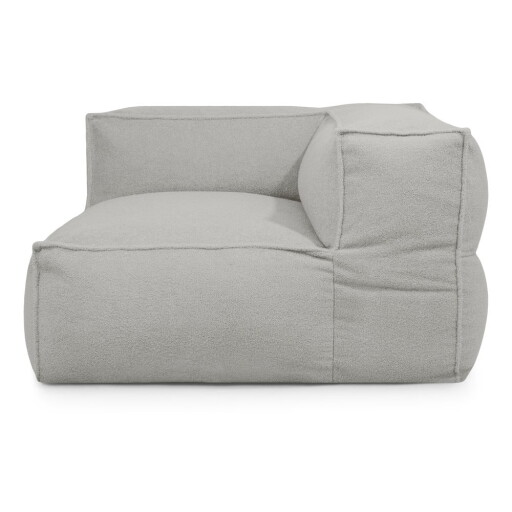 Fotoliu bean bag gri deschis cu tapițerie din țesătură bouclé Mass Corner 125 Right – SLOWDOWN