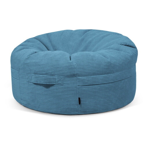 Fotoliu bean bag albastru cu tapițerie din catifea reiată Roll 105 – SLOWDOWN