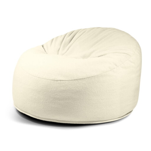 Fotoliu bean bag crem cu tapițerie din țesătură bouclé Om 110 – SLOWDOWN