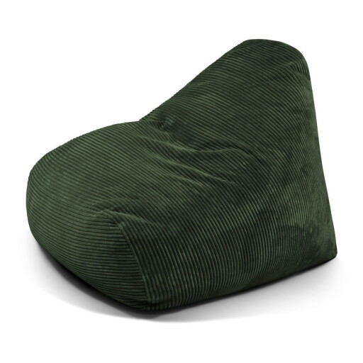 Fotoliu bean bag verde cu tapițerie din catifea reiată Snug 100 – SLOWDOWN