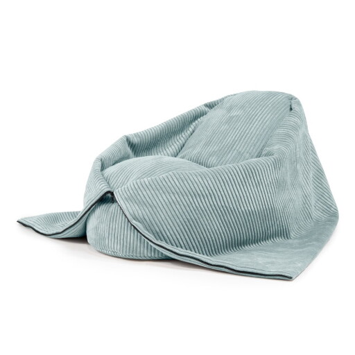 Fotoliu puf pentru copii verde mentă cu tapițerie din catifea reiată Cocoon 100 – SLOWDOWN