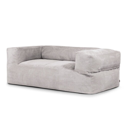 Fotoliu bean bag gri deschis cu tapițerie din catifea reiată Sofa MooG – SLOWDOWN