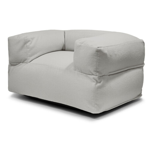 Fotoliu bean bag gri deschis cu tapițerie din țesătură bouclé MooG – SLOWDOWN