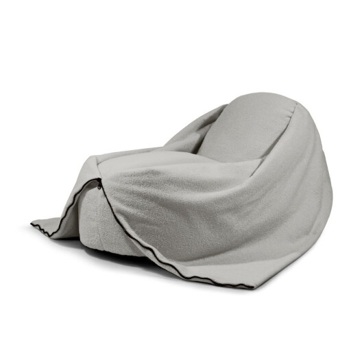 Fotoliu puf pentru copii gri deschis cu tapițerie din țesătură bouclé Cocoon 100 – SLOWDOWN