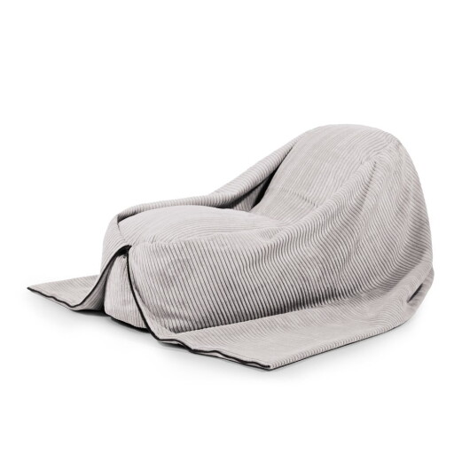 Fotoliu puf pentru copii gri deschis cu tapițerie din catifea reiată Cocoon 120 – SLOWDOWN