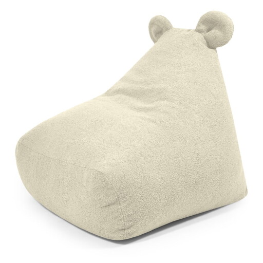 Fotoliu puf pentru copii crem cu tapițerie din țesătură bouclé Snug 80 Bear – SLOWDOWN