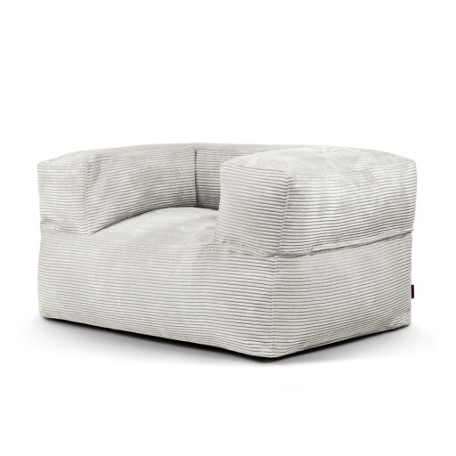 Fotoliu bean bag crem cu tapițerie din catifea reiată MooG – SLOWDOWN