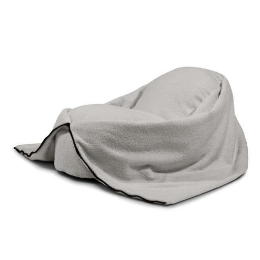 Fotoliu puf pentru copii gri deschis cu tapițerie din țesătură bouclé Cocoon 80 – SLOWDOWN