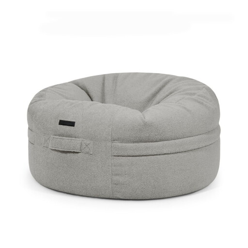 Fotoliu bean bag gri deschis cu tapițerie din țesătură bouclé Roll 105 – SLOWDOWN