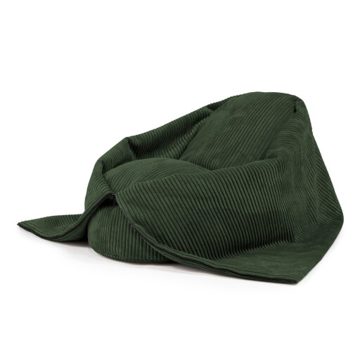 Fotoliu puf pentru copii verde cu tapițerie din catifea reiată Cocoon 100 – SLOWDOWN