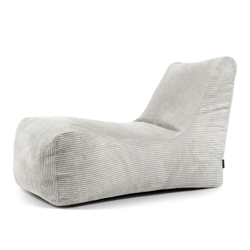 Fotoliu bean bag crem cu tapițerie din catifea reiată Lounge – SLOWDOWN