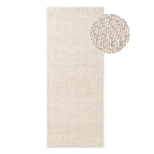 Covor tip traversă crem-fildeș țesut manual din amestesc de lână 80x200 cm Majoli – Elle Decoration