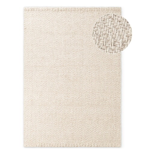 Covor crem-fildeș țesut manual din amestesc de lână 120x170 cm Majoli – Elle Decoration