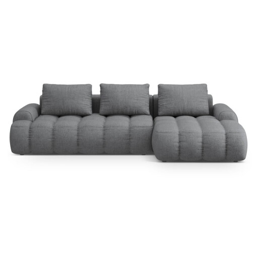 Colțar gri extensibil/cu spațiu de depozitare (cu colț pe partea dreaptă/cu șezlong) Linz – Cosmopolitan Design