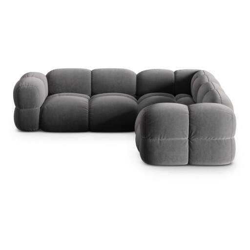 Colțar gri cu tapițerie din catifea Loretto – Cosmopolitan Design