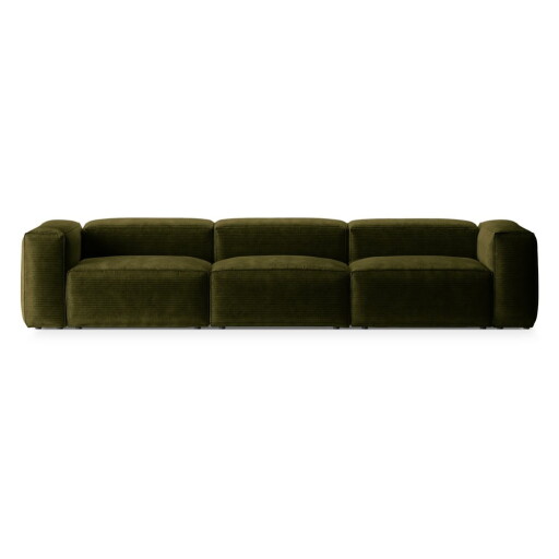 Canapea verde cu tapițerie din catifea reiată 364 cm Bergano – Cosmopolitan Design