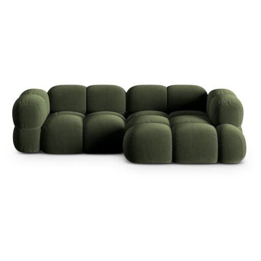 Colțar verde cu tapițerie din catifea (cu colț pe partea dreaptă/cu șezlong) Loretto – Cosmopolitan Design