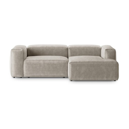 Colțar bej cu tapițerie din catifea reiată (cu colț pe partea dreaptă/cu șezlong) Bergano – Cosmopolitan Design