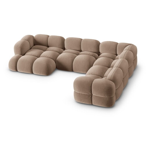 Colțar maro cu tapițerie din catifea (cu colț pe partea dreaptă/în formă de "U") Loretto – Cosmopolitan Design