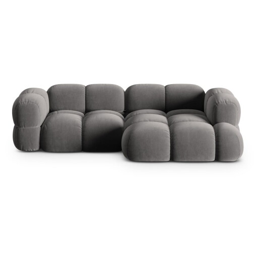 Colțar gri cu tapițerie din catifea (cu colț pe partea dreaptă/cu șezlong) Loretto – Cosmopolitan Design