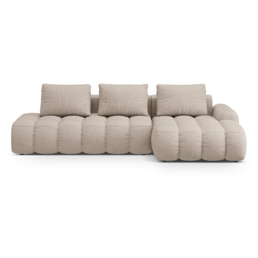 Colțar maro deschis extensibil/cu spațiu de depozitare (cu colț pe partea dreaptă/cu șezlong) Linz – Cosmopolitan Design