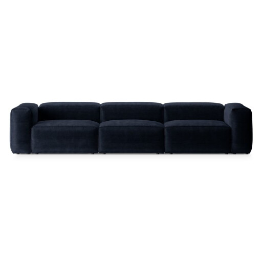 Canapea albastru-închis cu tapițerie din catifea reiată 364 cm Bergano – Cosmopolitan Design