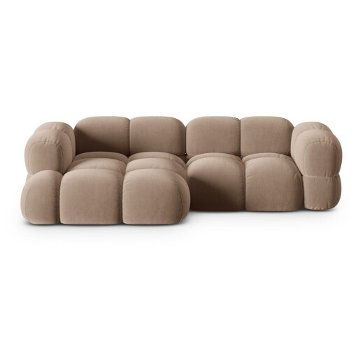 Colțar maro cu tapițerie din catifea (cu colț pe partea stângă/cu șezlong) Loretto – Cosmopolitan Design