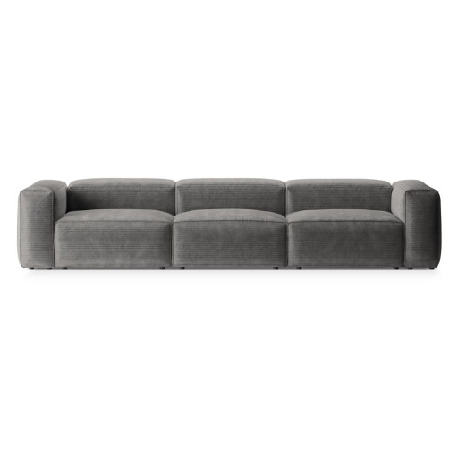 Canapea gri deschis cu tapițerie din catifea reiată 364 cm Bergano – Cosmopolitan Design
