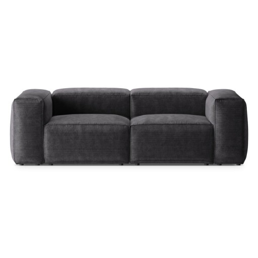 Canapea gri închis cu tapițerie din catifea reiată 224 cm Bergano – Cosmopolitan Design